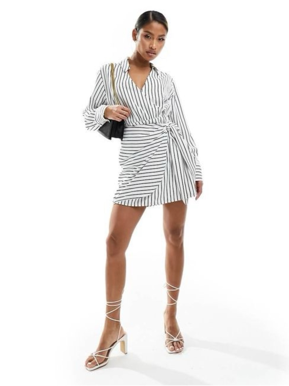 A & F Striped Wrap Shirt Dress or Tunic in White and Black